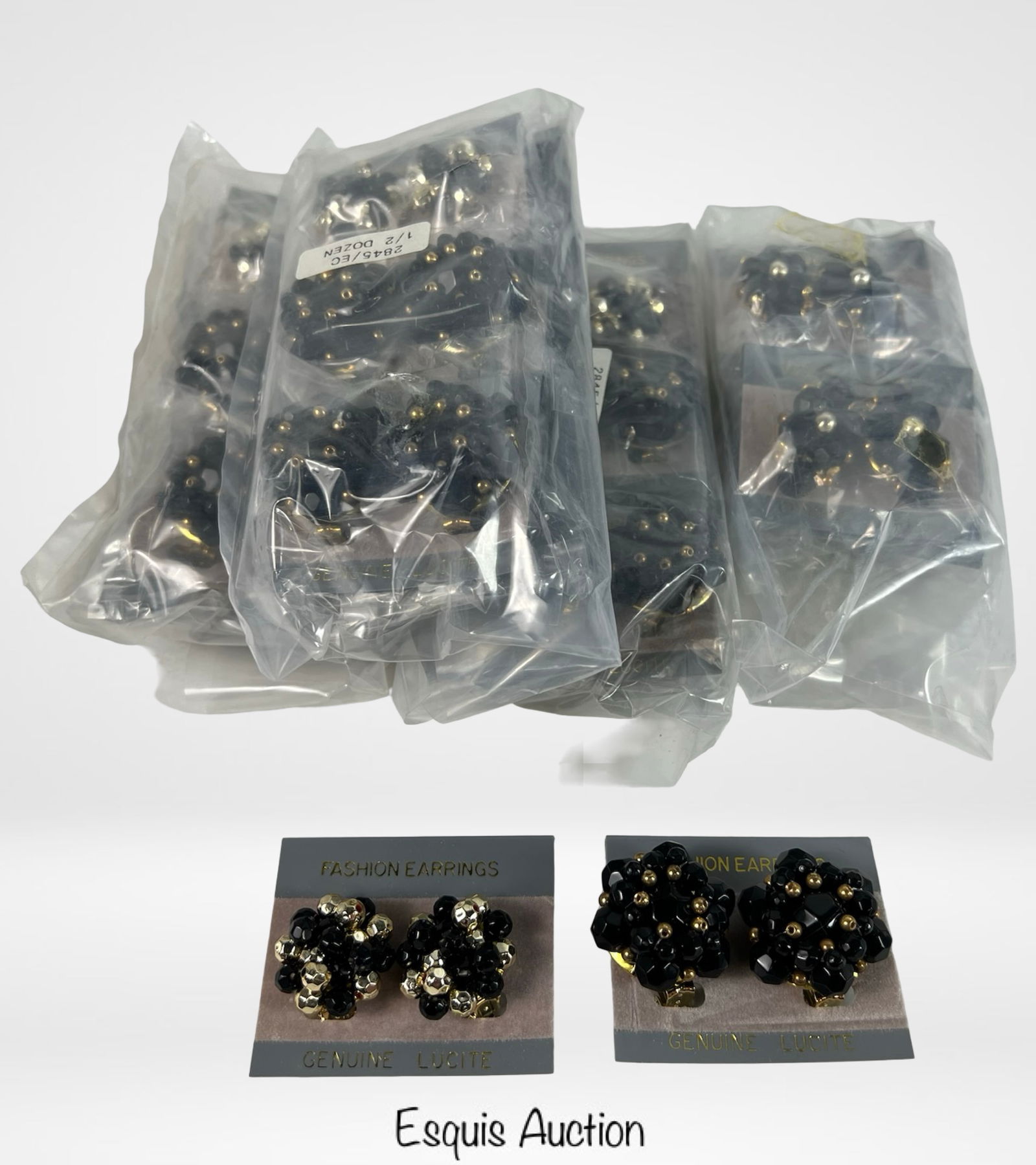 Two Dozen Vintage Genuine Lucite Cluster Earrings (1 of 1)