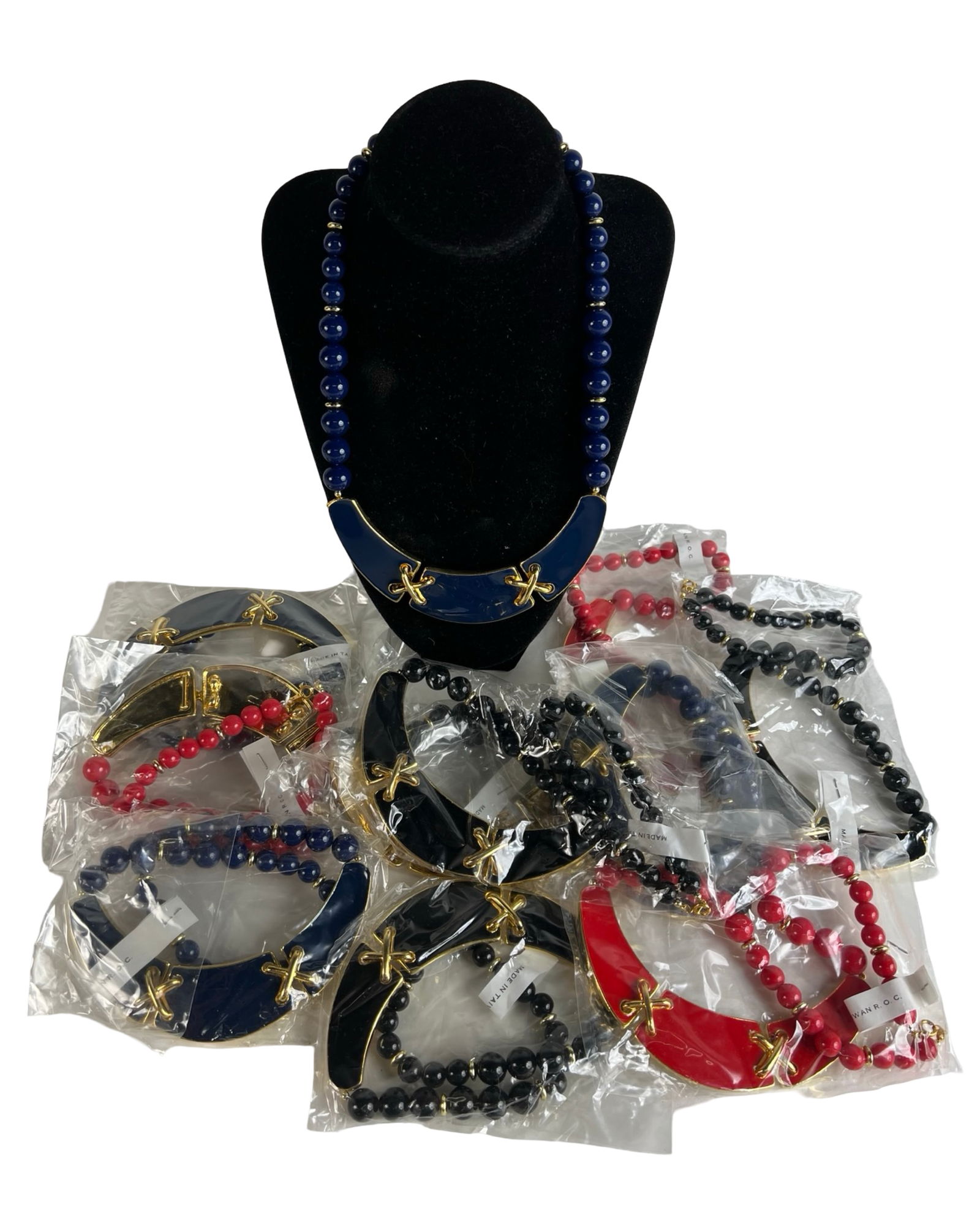 New Enamel Bead Statement Necklaces - Red, Blue, B (1 of 1)