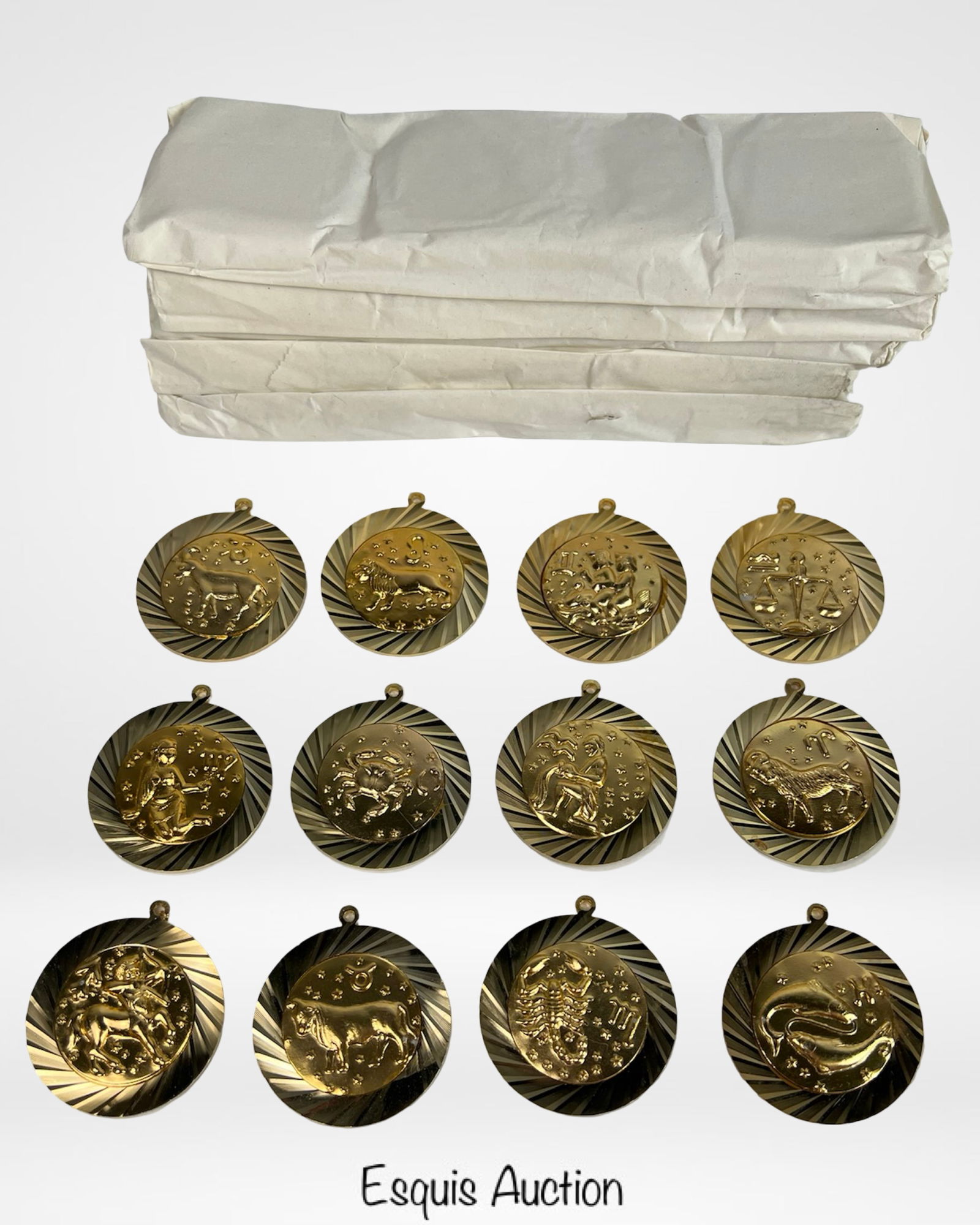 Six Sets of Gold Tone Zodiac Pendants (1 of 1)