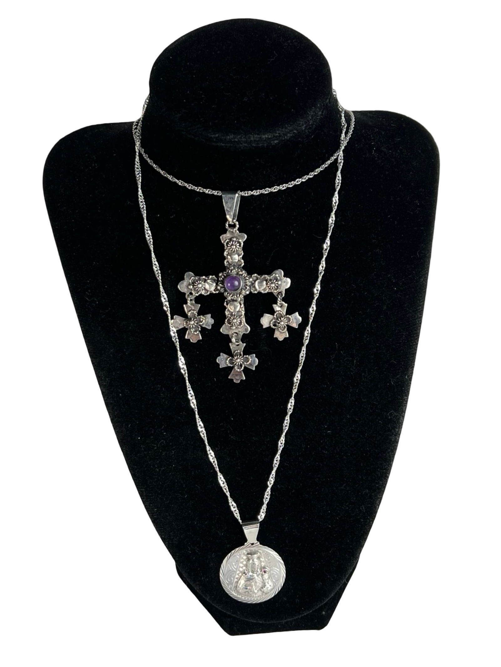 Sterling Silver Taxco Yalalag Cross Necklace & Mar (1 of 4)
