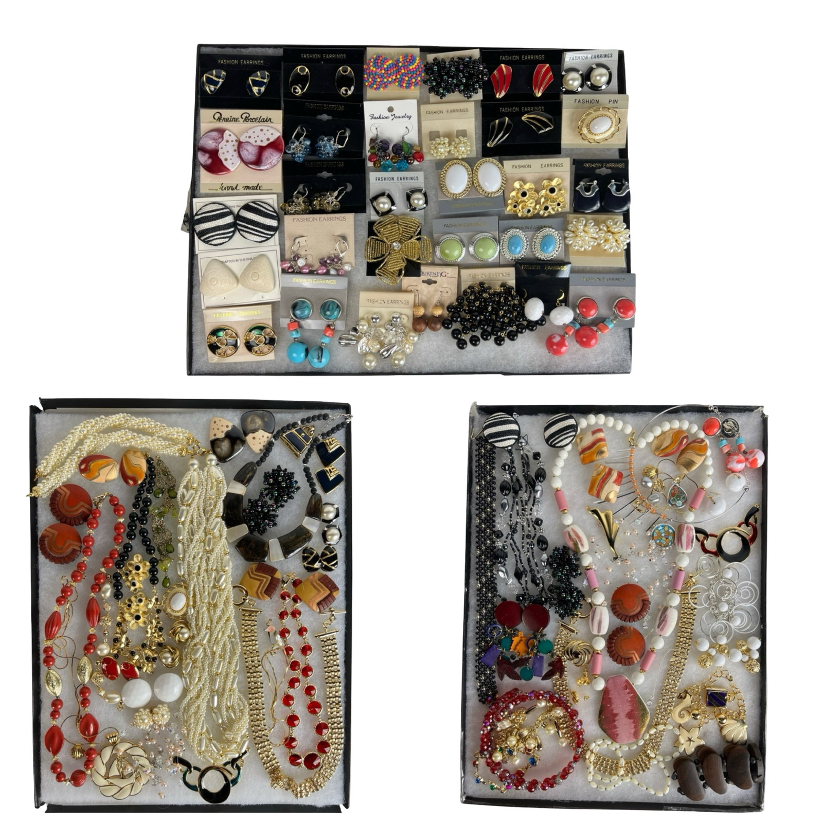 Assortment of Costume Jewelry - Sparkling Variety: Elevate your style with this dazzling Assortment of Costume Jewelry. Bursting with variety, this collection features an array of necklaces, earrings, bracelets, and more, each piece designed to add a 