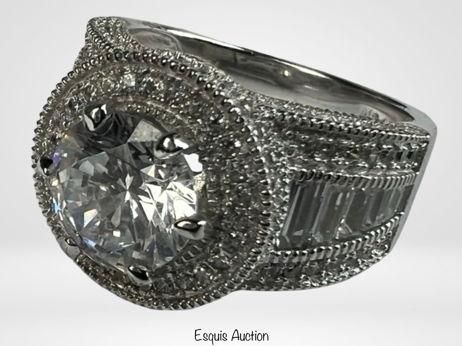 Sterling Silver Moissanite Halo Cocktail Ring (1 of 4)