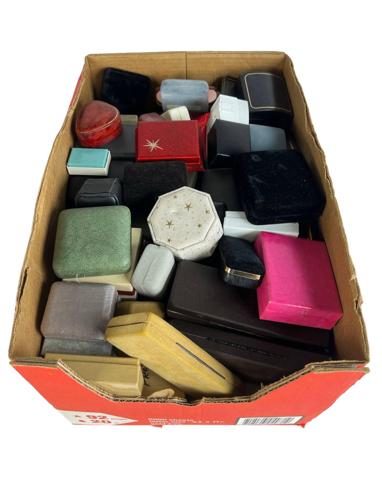 Large Assortment of Jewelry & Ring Boxes: Large Assortment of Jewelry & Ring Boxes. All empty.