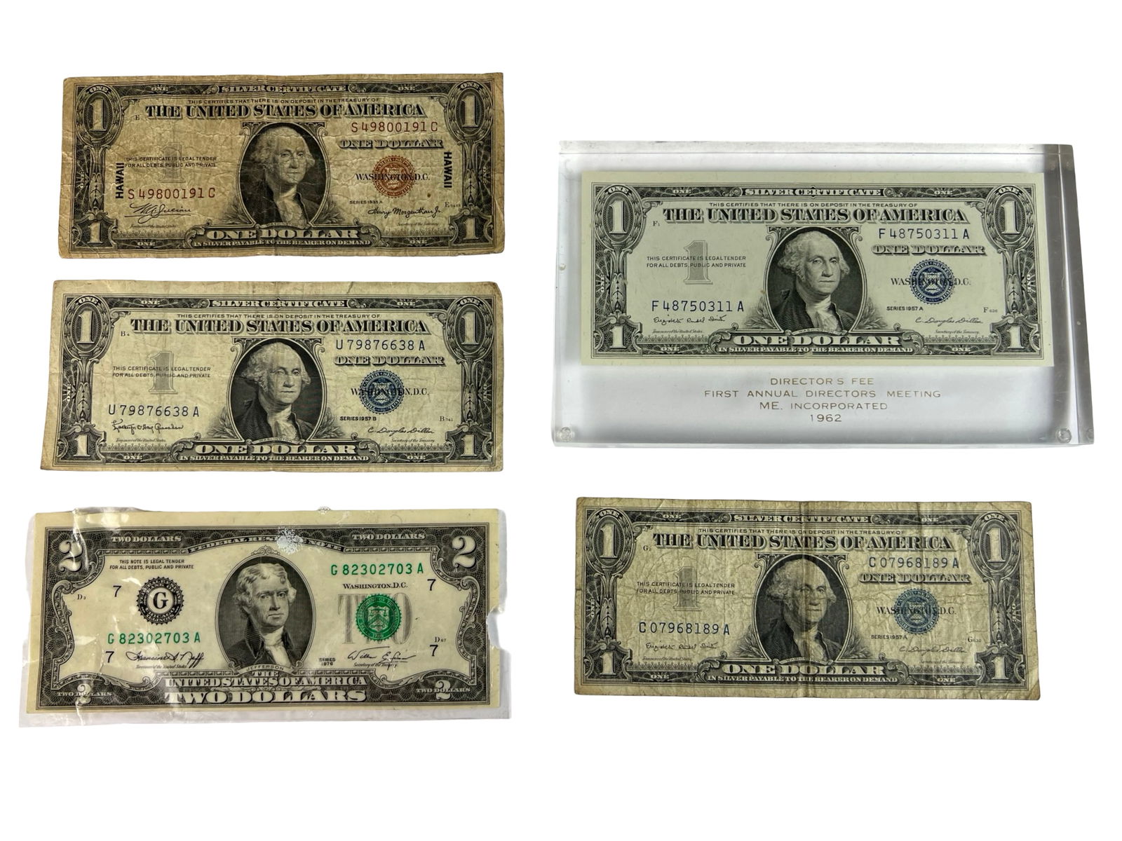 Vintage US Dollar & 2 Dollar Bills- Silver Certifi (1 of 2)