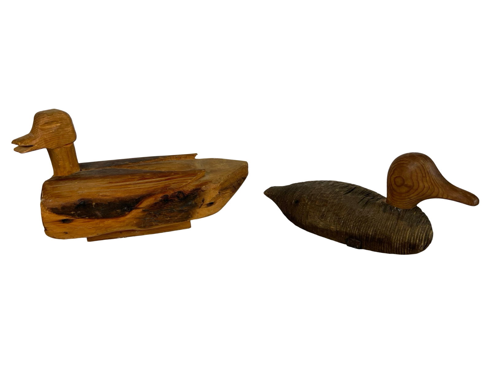 2  Vintage Hand-Carved Primitive Wood Duck Decoys (1 of 7)
