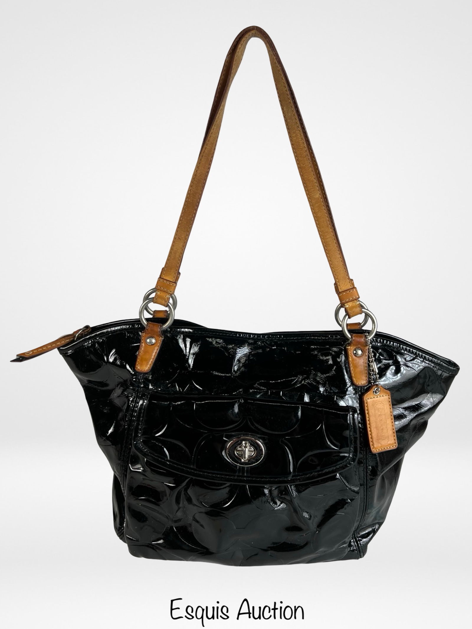 Coach Leah Embossed Black Patent Leather Tote Bag (1 of 3)