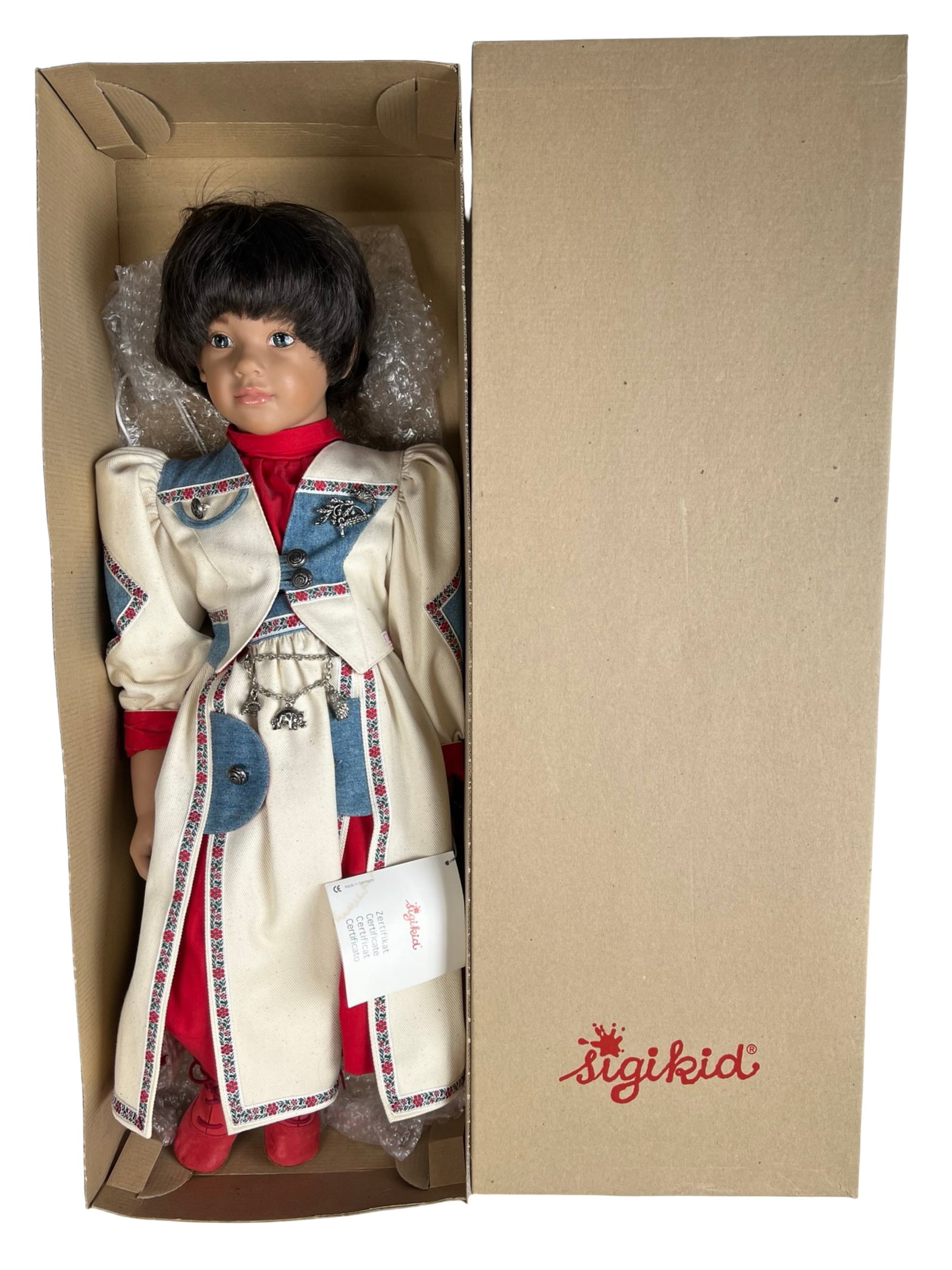 Sigikid Hannelore Eder Limited Edition Artist Doll: Exquisite Sigikid artist doll "Hannelore Eder," sculpted by J. Wippler and designed by M. Eder. Limited edition No. 36 of only 300 produced worldwide. Dressed in a detailed Alpine-inspired traditional
