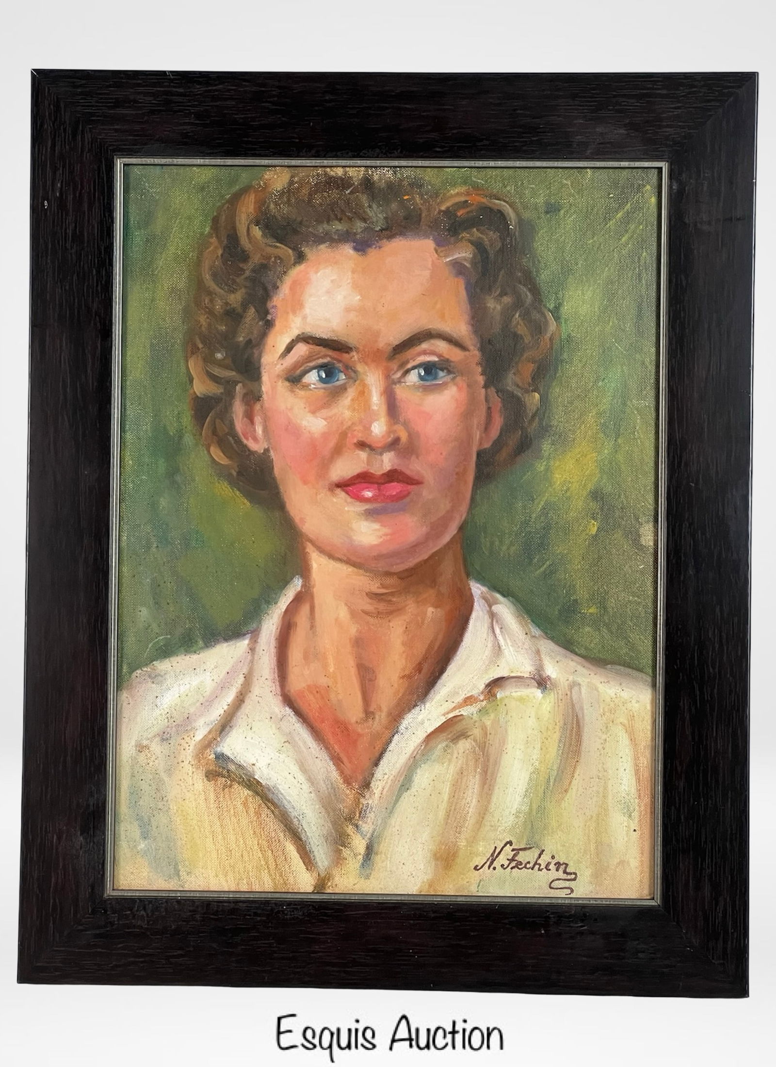 Nicolai Fechin (attrib) - Portrait of a Lady: A finely rendered oil portrait attributed to Russian-American master Nicolai Fechin. This expressive depiction of a young woman captures the subject's delicate features and introspective gaze, conveye