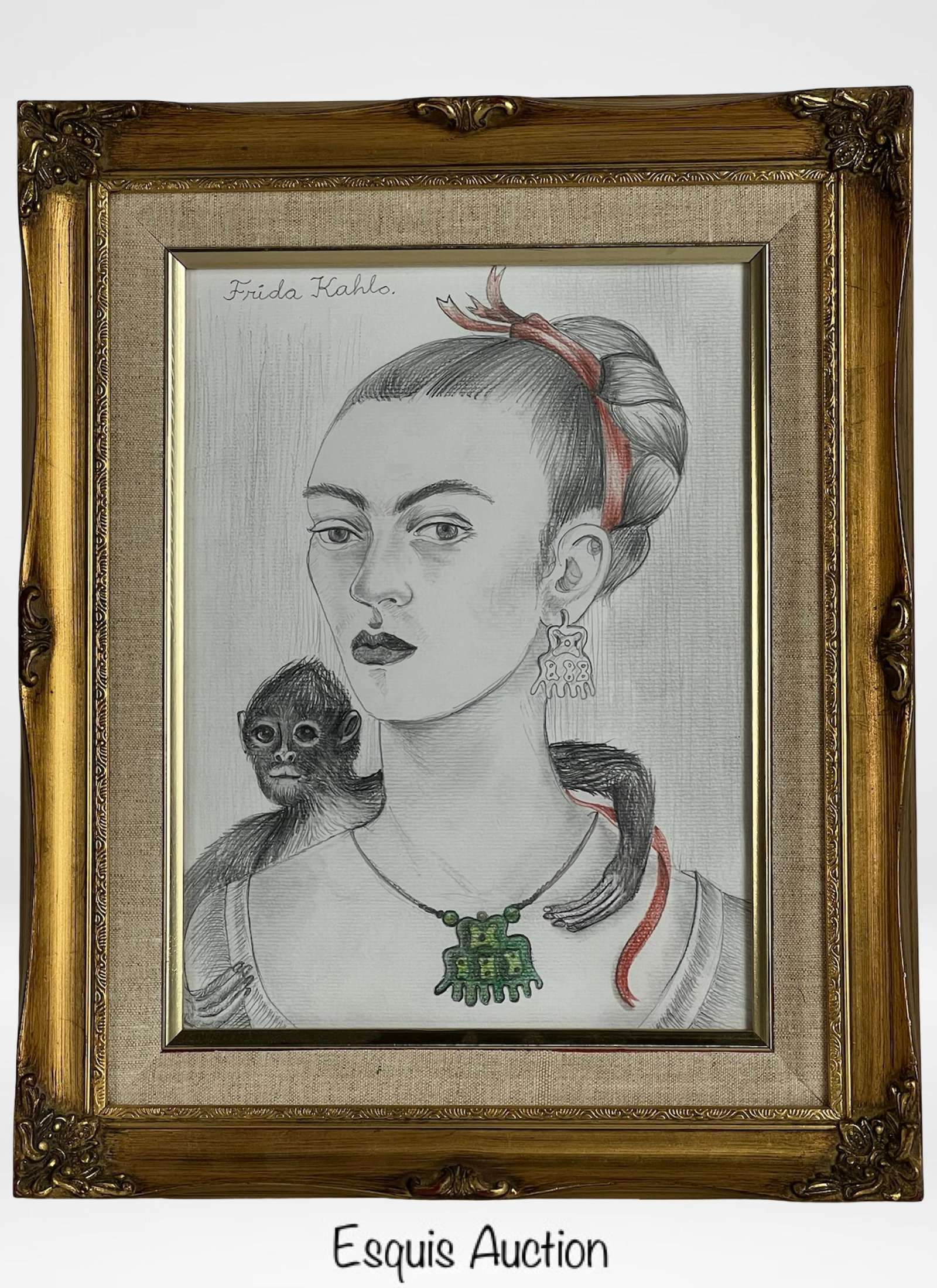 Frida Kahlo (manner) Self-Portrait Drawing (1 of 4)