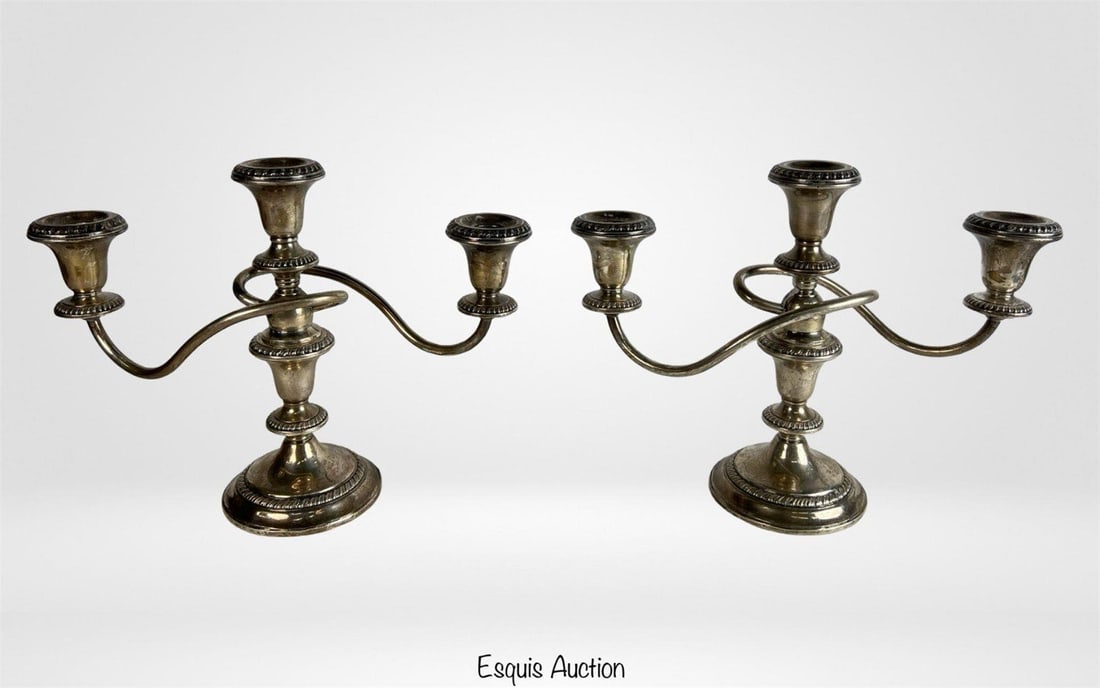 Two Crown Sterling Silver Three-Light Candelabra (1 of 4)