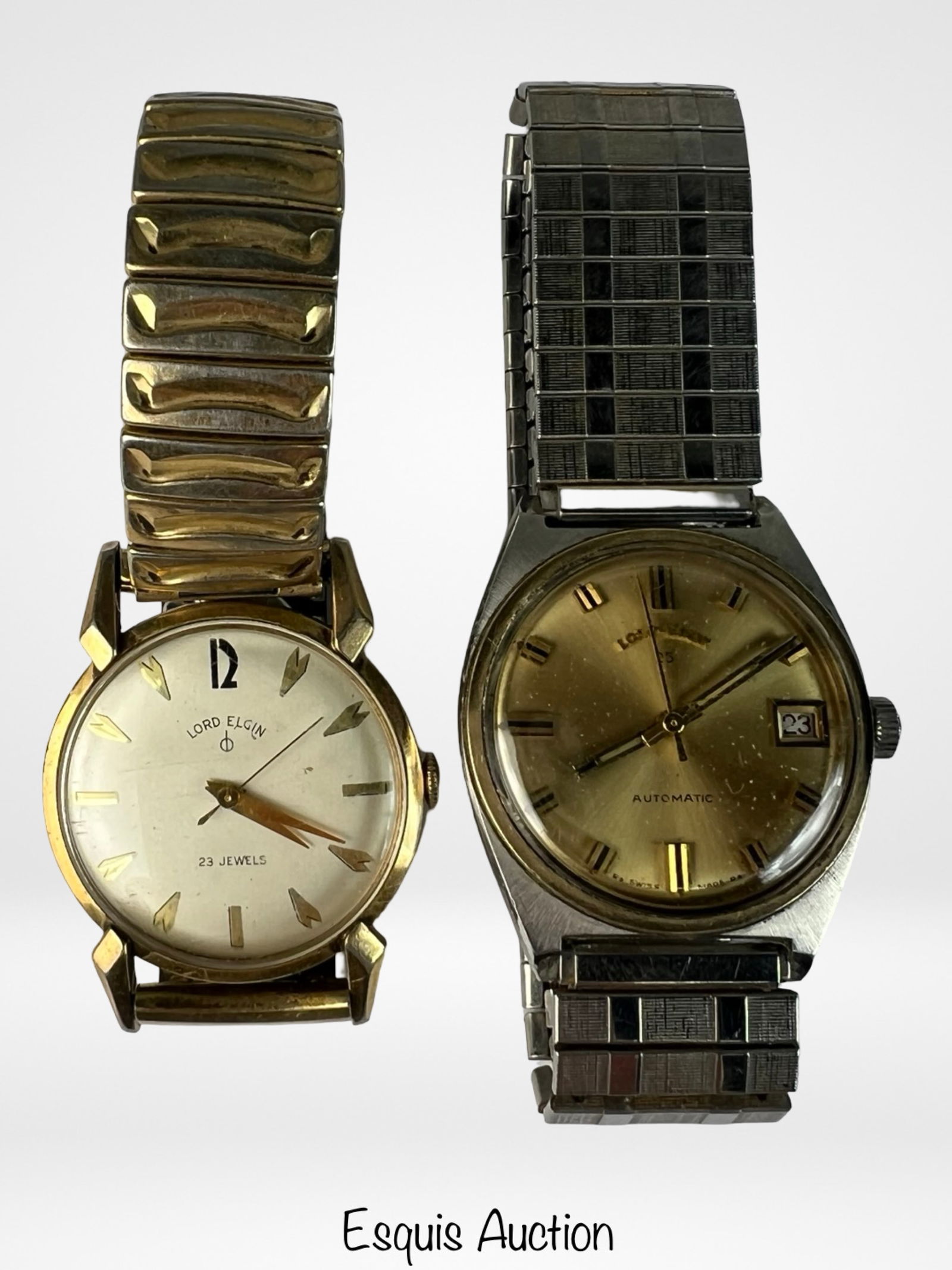 Vintage Men's Lord Elgin 25 Jewels Wrist Watches: Vintage Men's Lord Elgin 25 Jewels Wrist Watches. Normal age related wear. Non-running.