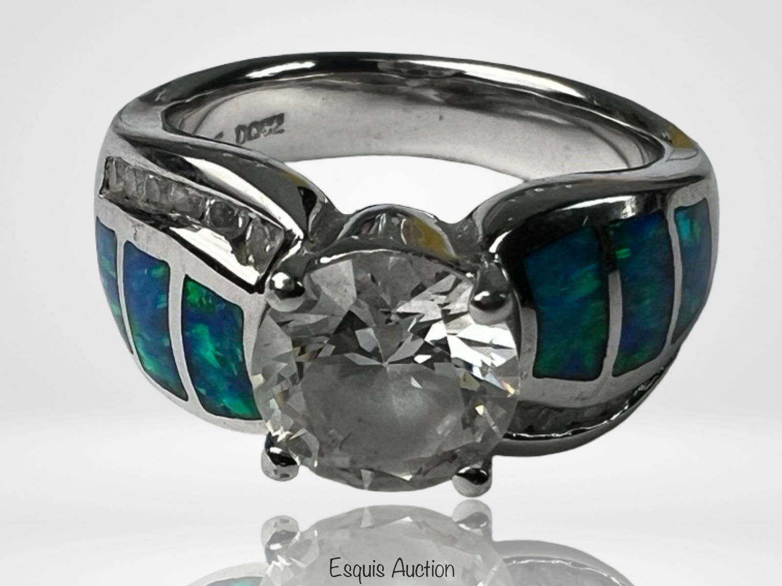 Diamonique Blue Fire Opal CZ Sterling Silver Ring (1 of 4)