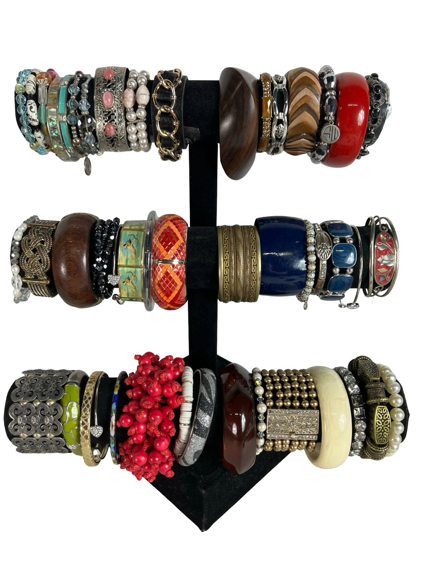 Collection of Lady's Bracelets: Explore a diverse assortment of bracelets, each one offering its own unique style and charm. Display stands are not included.