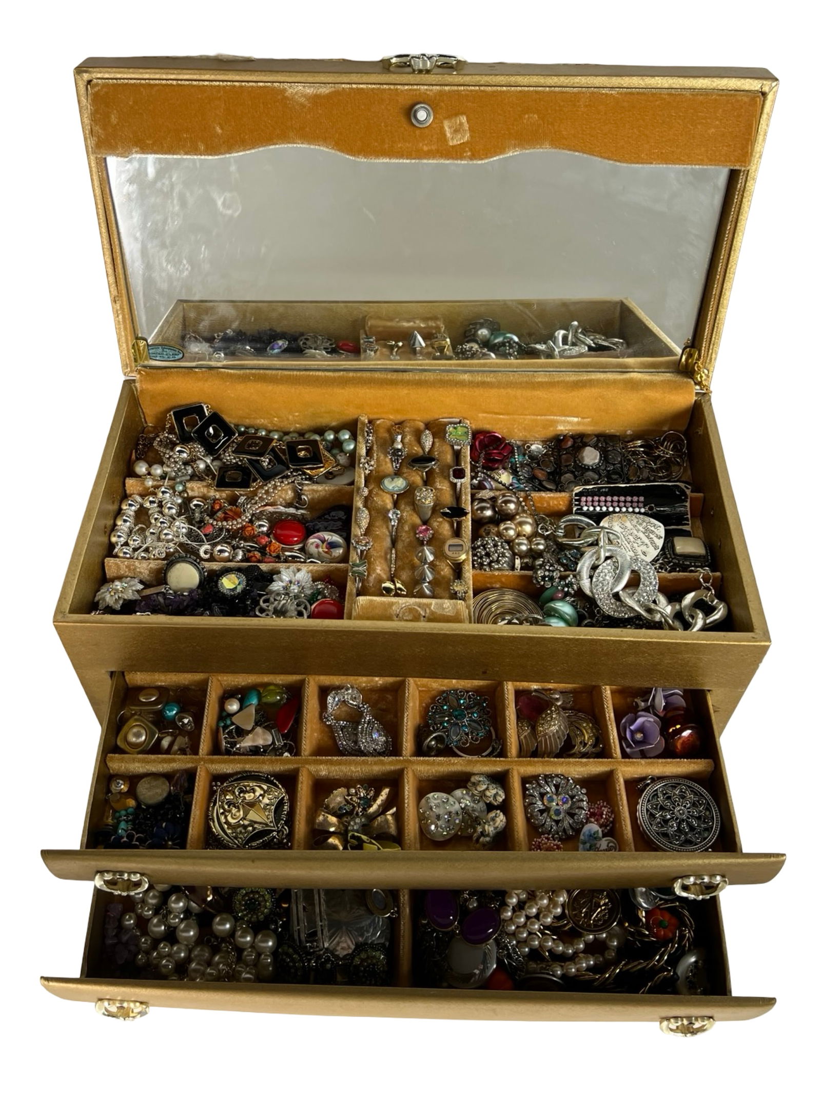 Large Jewelry Box Filled w Vintage Costume Jewelry (1 of 7)