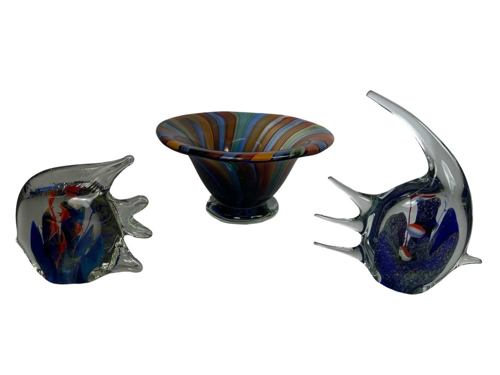 Murano Style Art Glass- Swirled Bowl & Fish Sculpt (1 of 4)