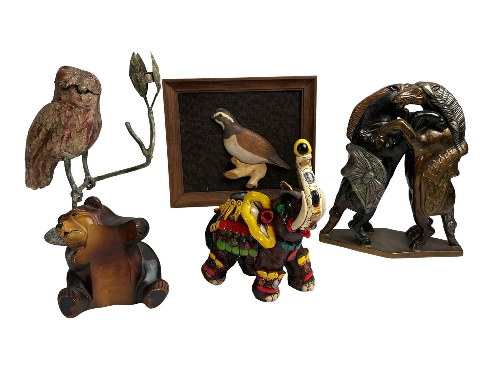 Eclectic Animal Decor Sculptures - Owl, Bear, Elep (1 of 6)