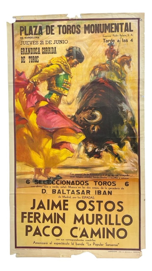 1960 Barcelona Bullfighting Poster (1 of 4)