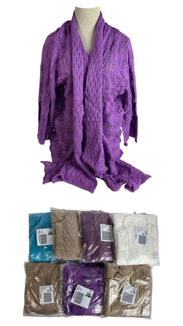 Lot of 7 Open-Knit Cardigans - 1 Large, 6 XL (1 of 3)
