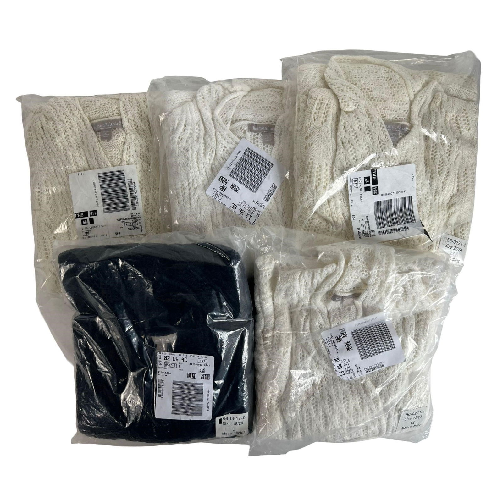 Lot of 5 Open Knit Shawl Cardigans- Large (1 of 3)