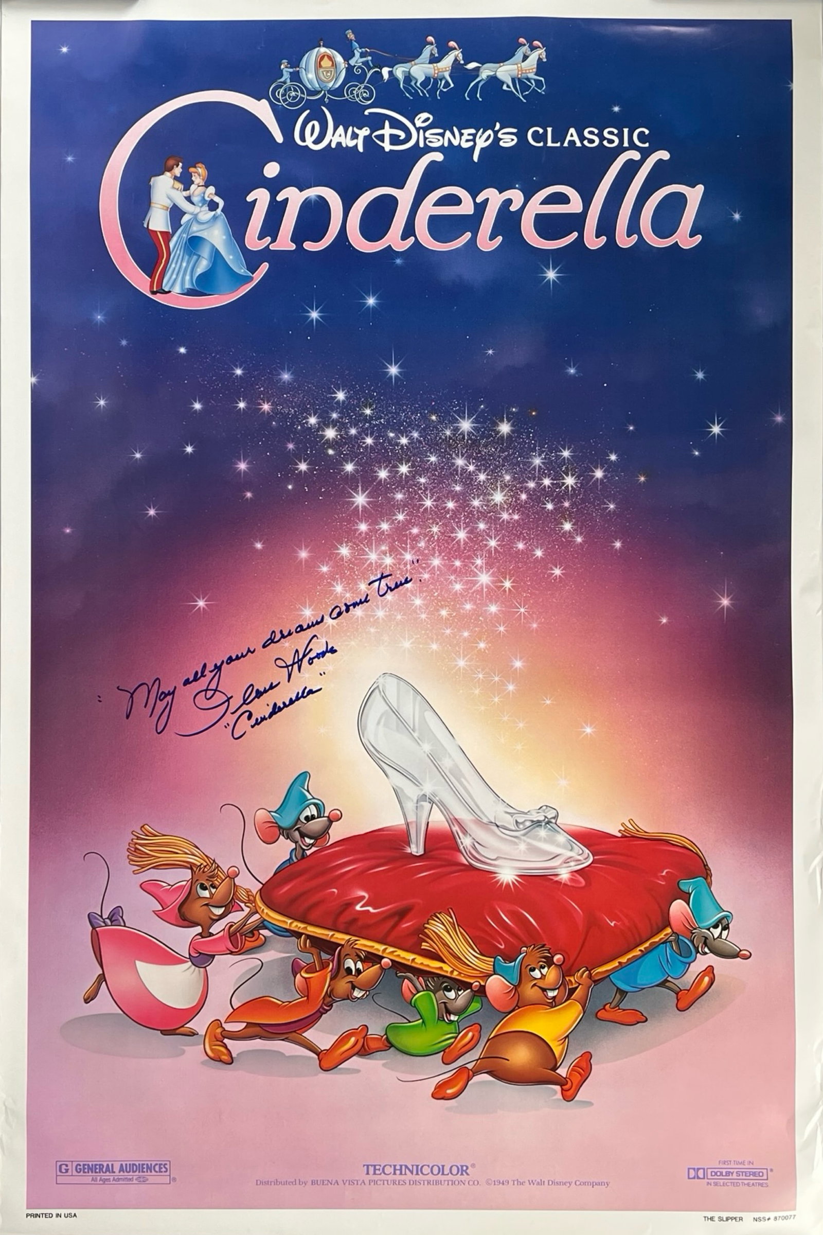 Cinderella Movie Poster- Signed by Ilene Woods (1 of 5)