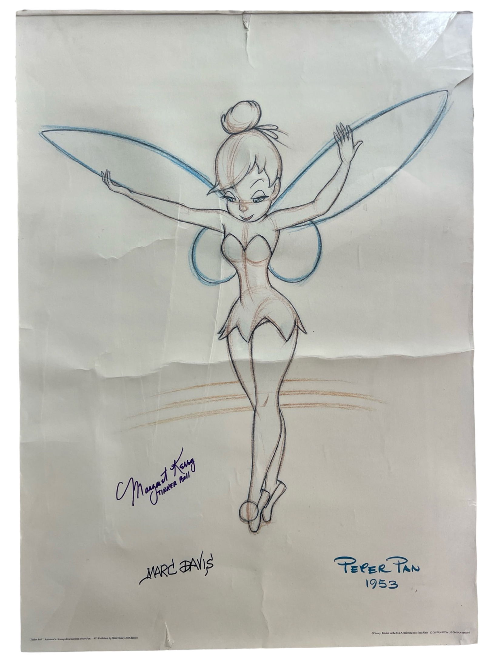 Disney Tinker Bell  Sketch Signed-  Marc Davis & M (1 of 4)