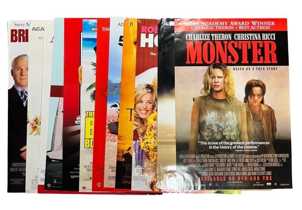 Collection of Vintage Movie Posters: Group of vintage movie half posters from the early 2000s, each measuring roughly 39" x 27". These promotional posters were issued to advertise DVD and VHS releases and include a variety of popular tit