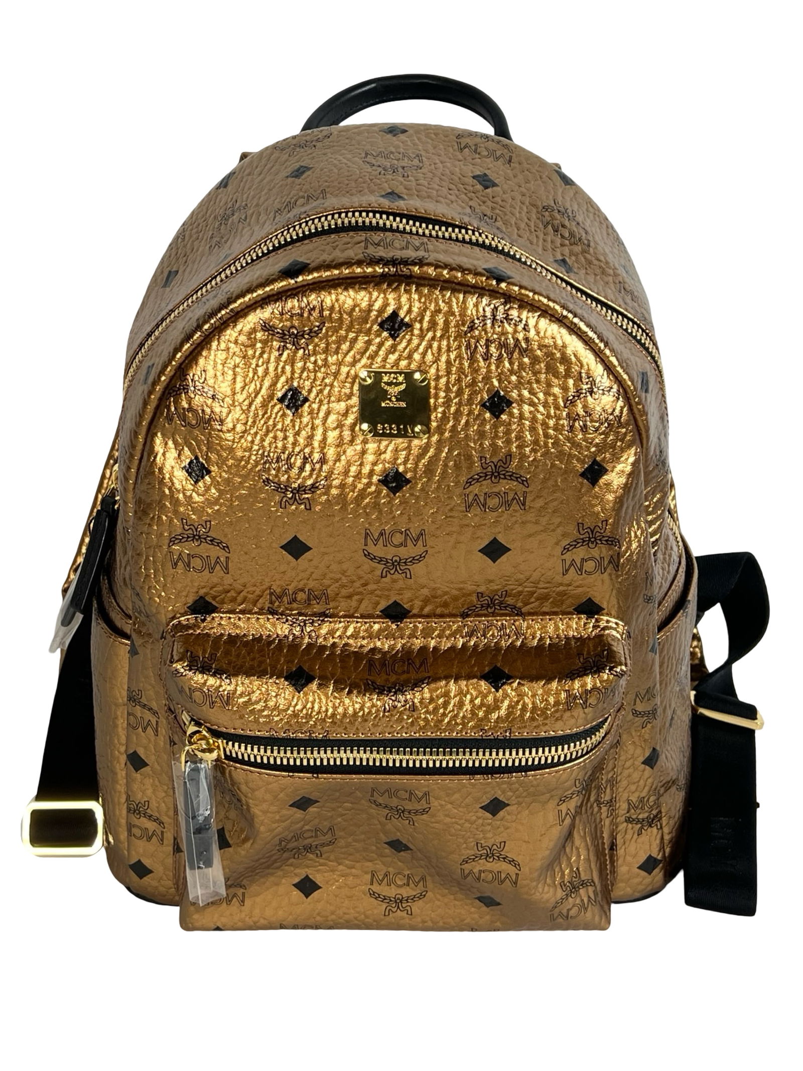 MCM Visetos Stark Backpack in Gold Metallic Finish (1 of 8)