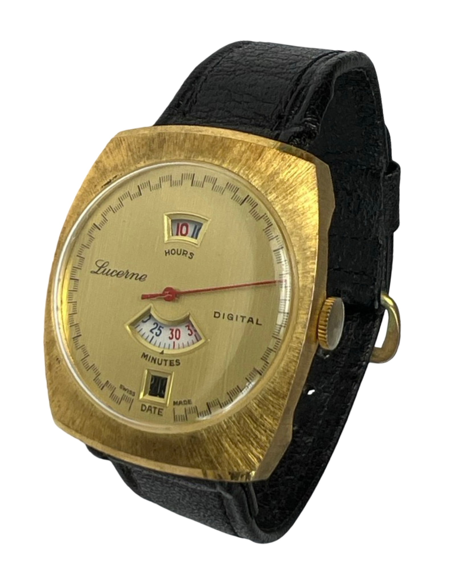 1960s Lucerne Jump Hour Men's Wrist Watch: 1960s Lucerne Jump Hour Men's Wrist Watch. Good working condition.