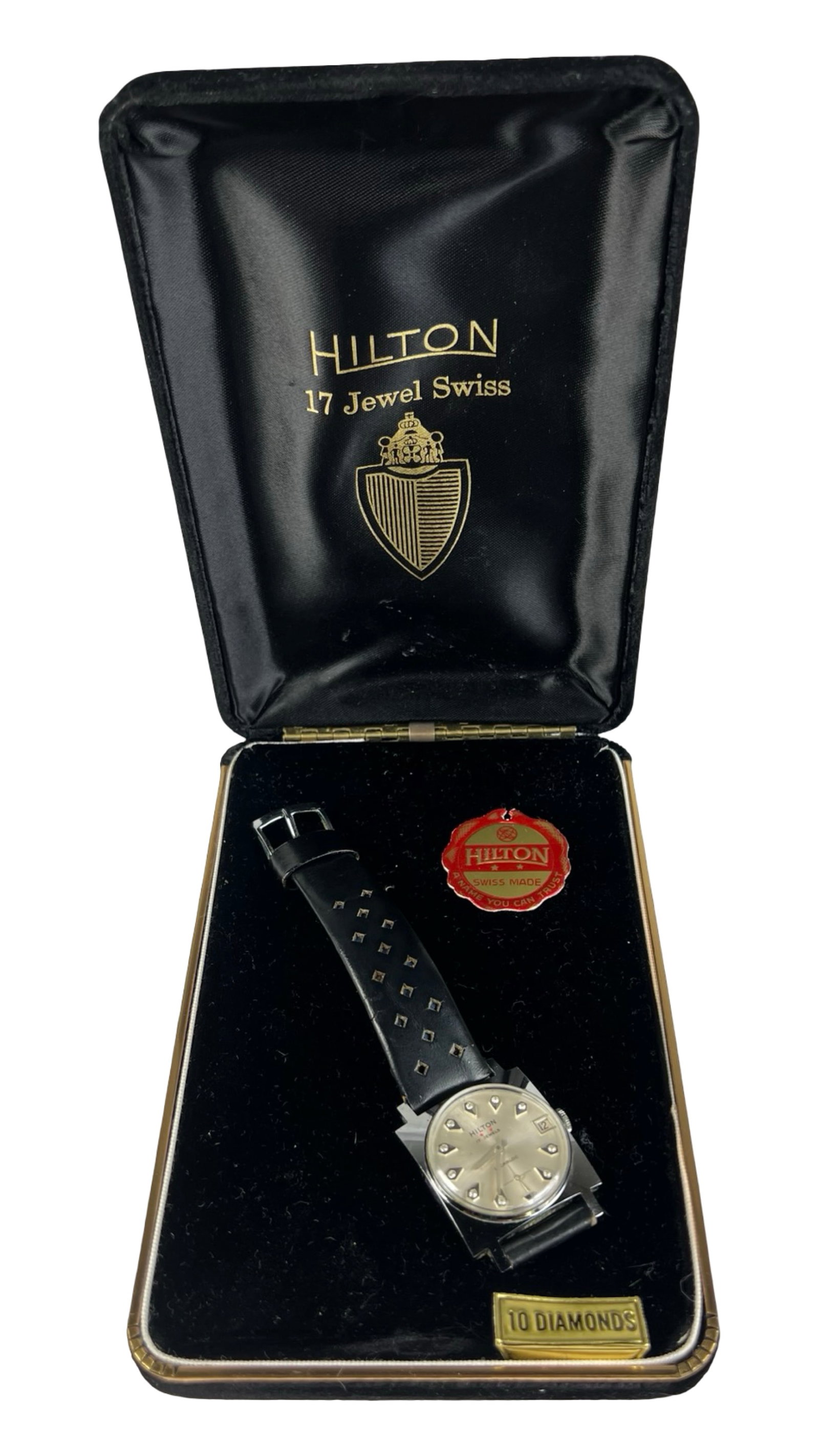 Vintage Hilton 17 Jewels Men's Wrist Watch: Vintage Hilton 17 Jewels Men's Wrist Watch in original box. Normal age related wear, works.