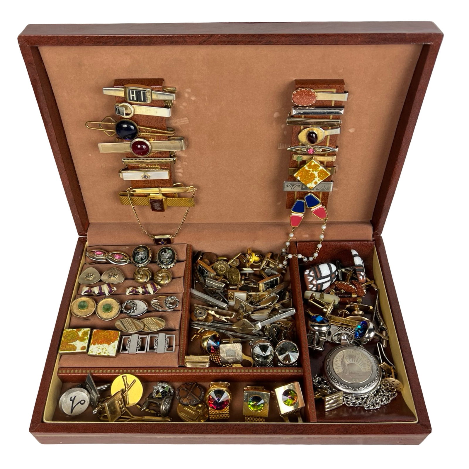 Men's Jewelry Box full of Cufflinks & Tie Bars (1 of 5)
