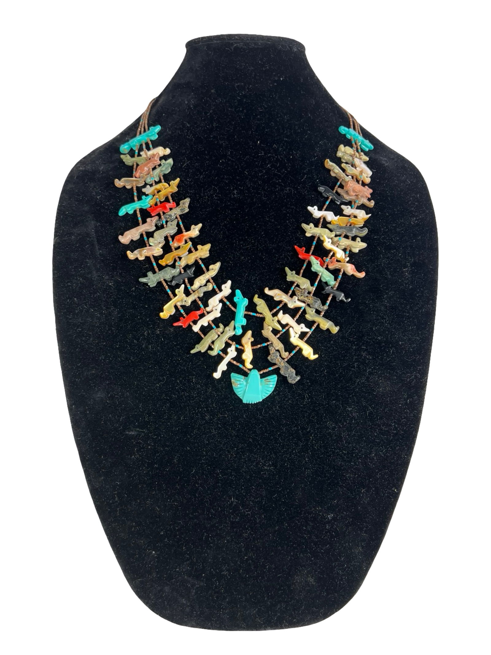 Zuni Heishi Necklace Carved Stone Fetish Animals (1 of 6)