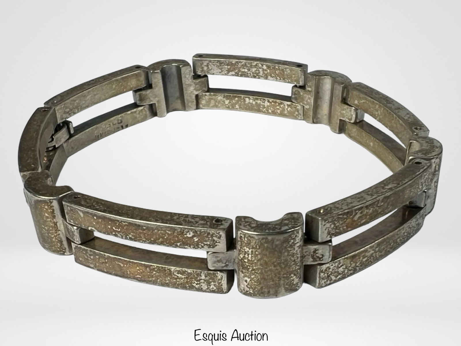 Sterling Silver Hinged Geometric Link Bracelet (1 of 4)