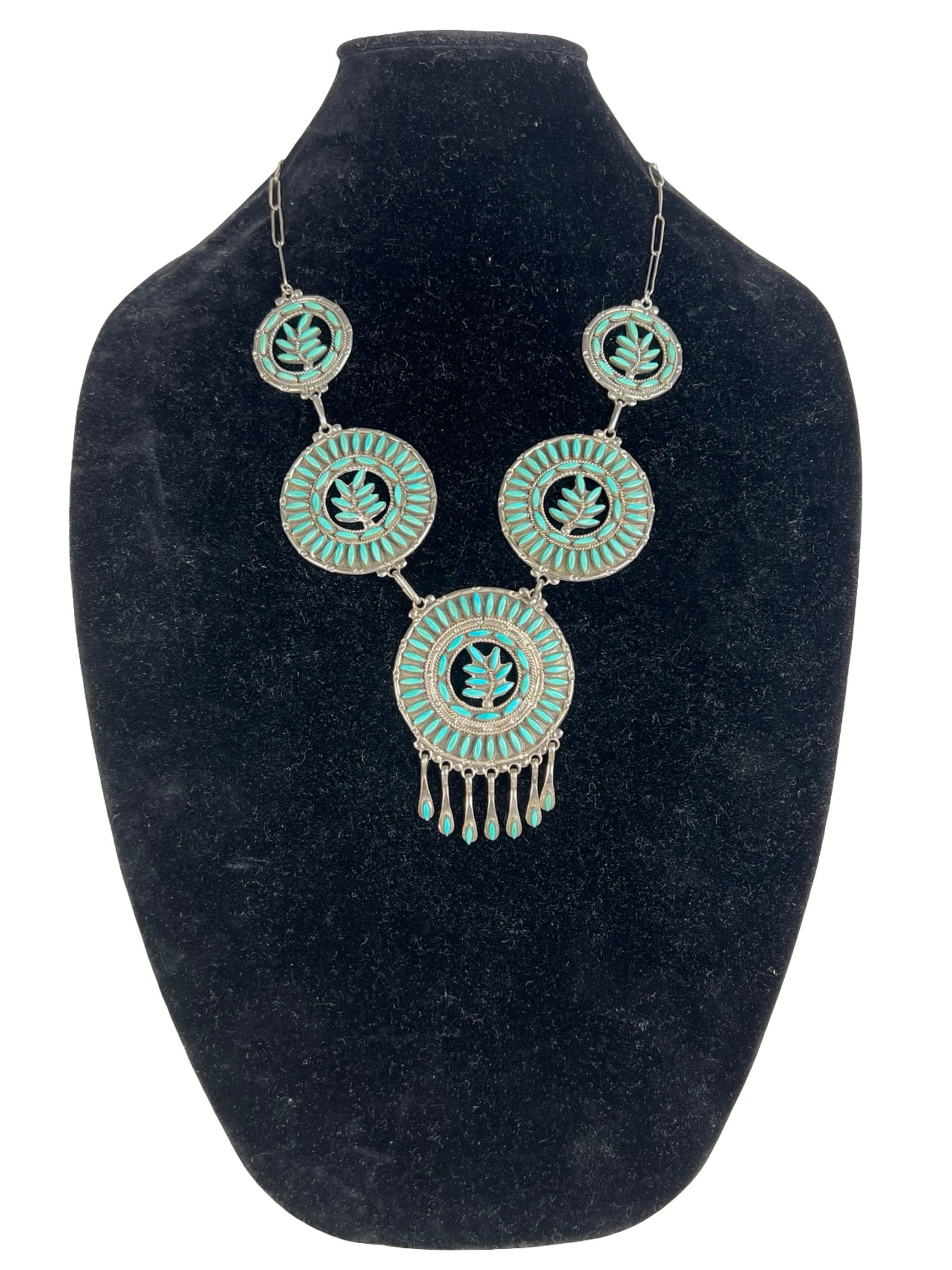 Floyd A. Etsate Zuni Sterling & Turquoise Necklace (1 of 7)