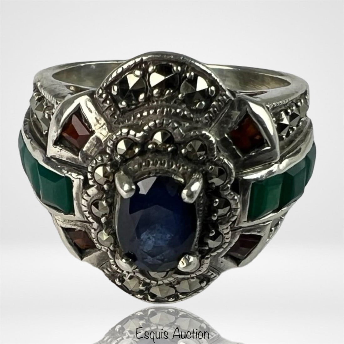 Sterling Silver Statement Ring with 2 Ct Sapphire (1 of 5)