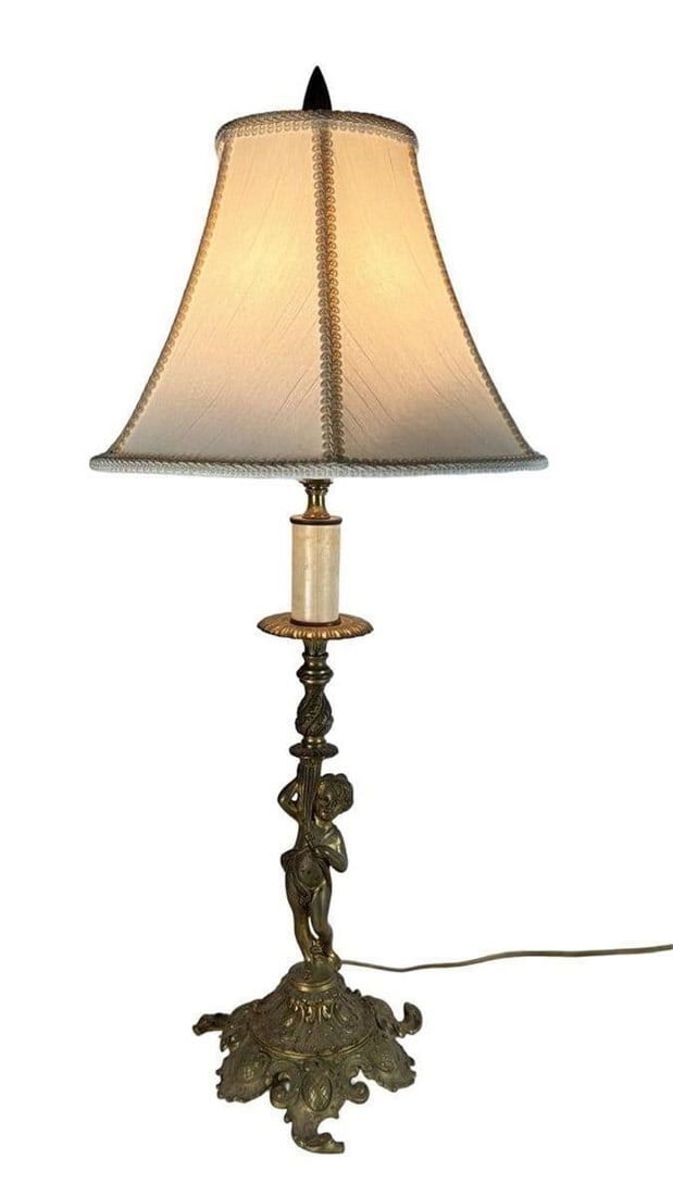 Vintage Baroque-Style Table Lamp with Cherub (1 of 6)