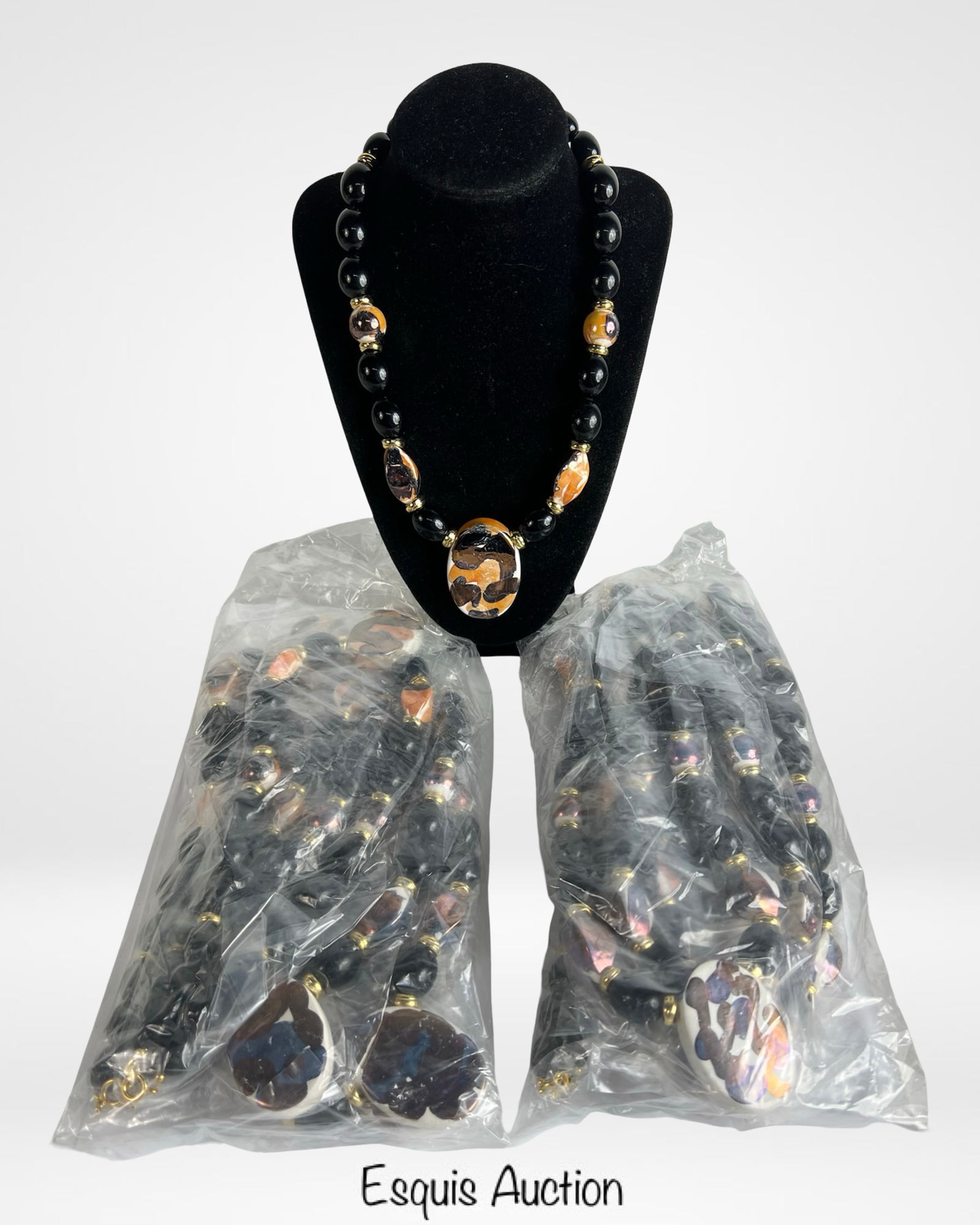 12 Hand-Painted Ceramic Bead Necklaces (1 of 1)