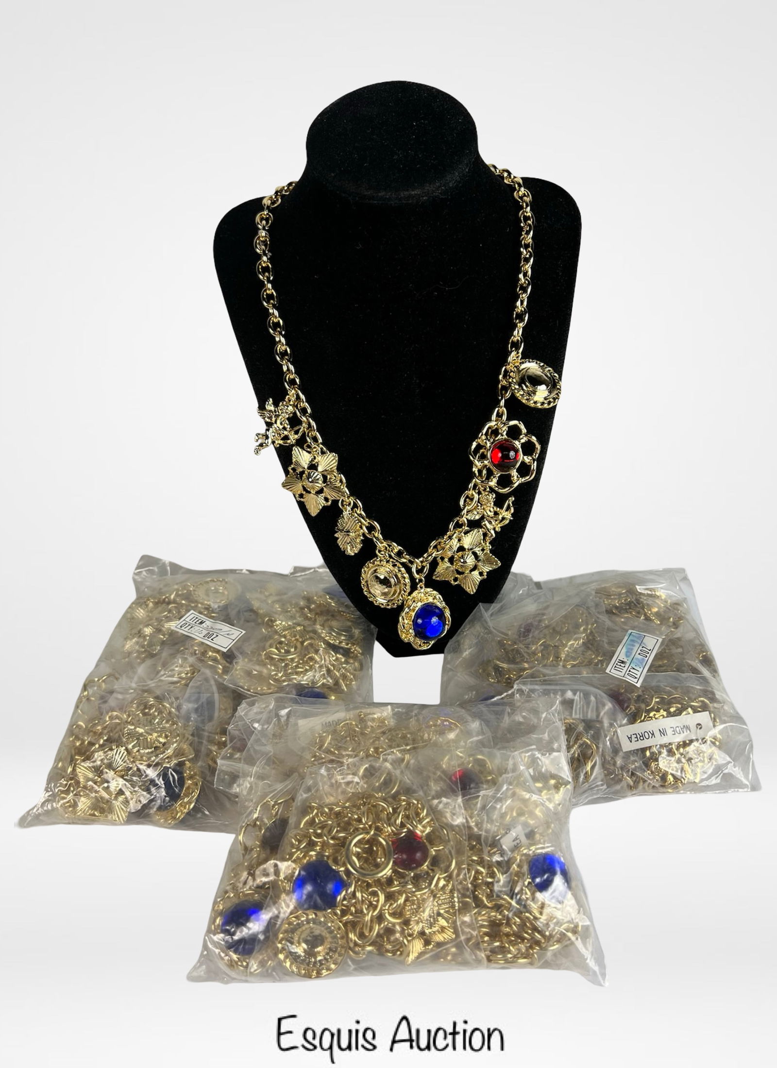 18 Bold Gold-Tone Charm Necklaces with Gem Accents (1 of 1)