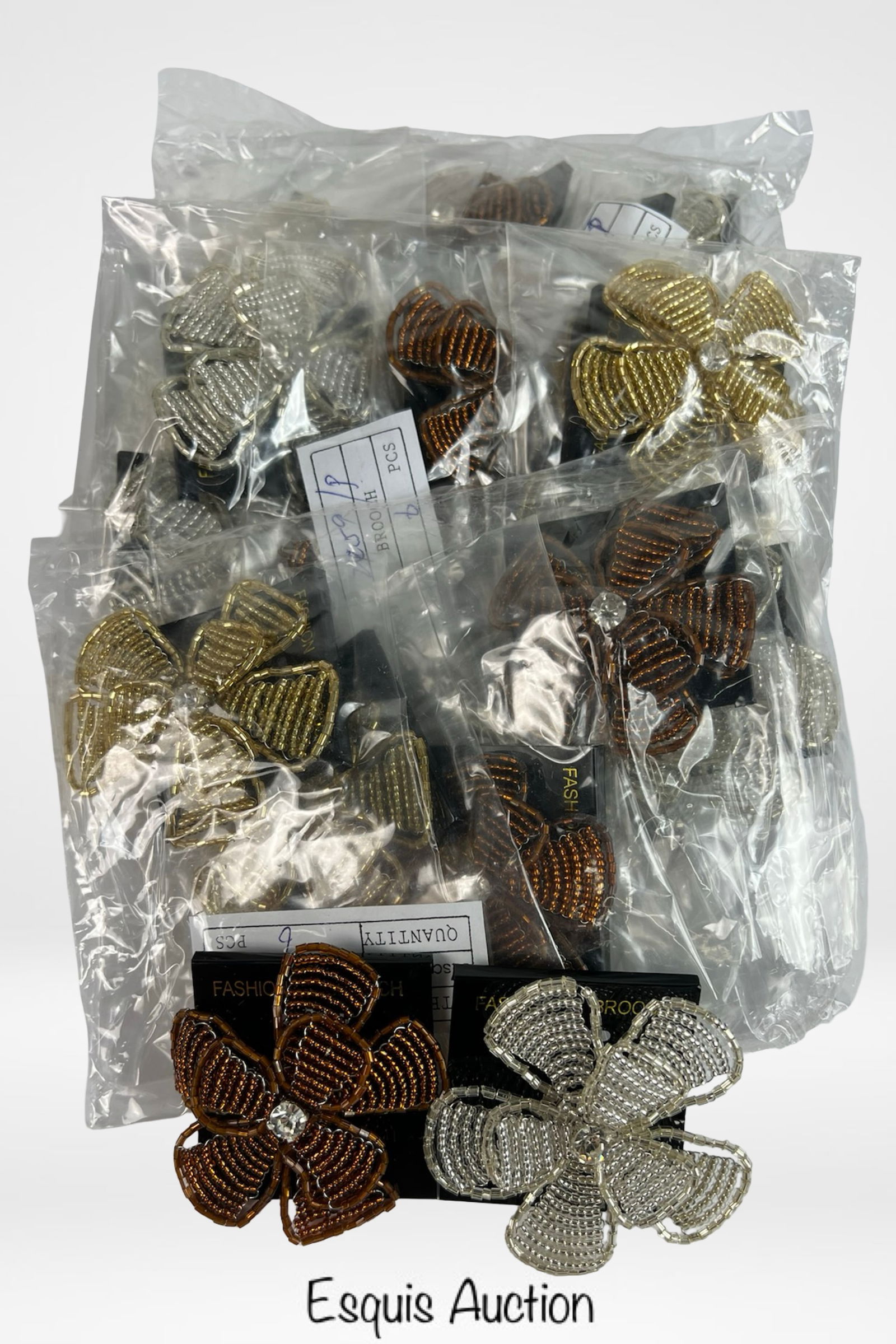 Lot of 24 Beaded Flower Brooches (1 of 1)