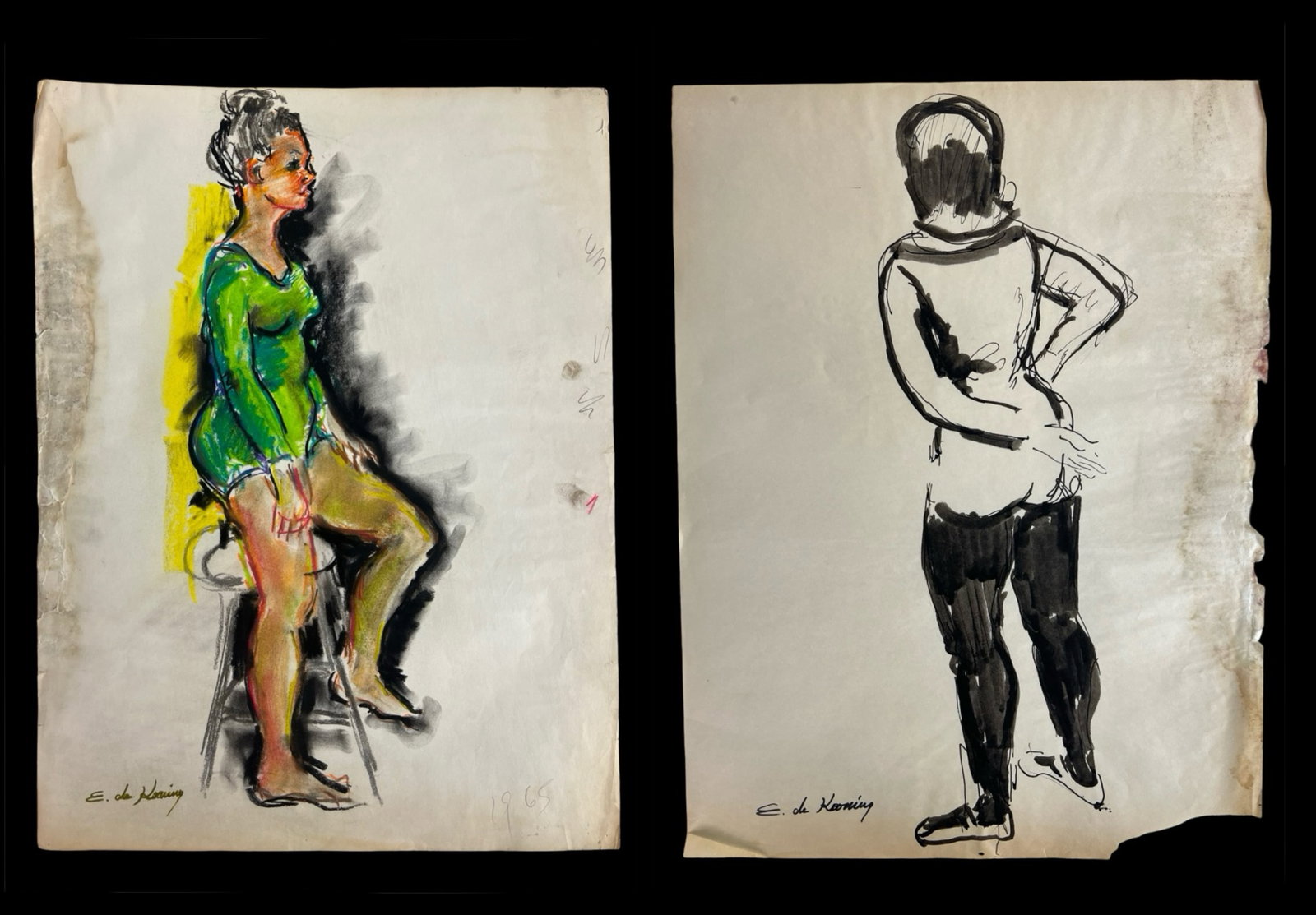 Elaine de Kooning (attrib.)  - Two Figure Studies (1 of 8)
