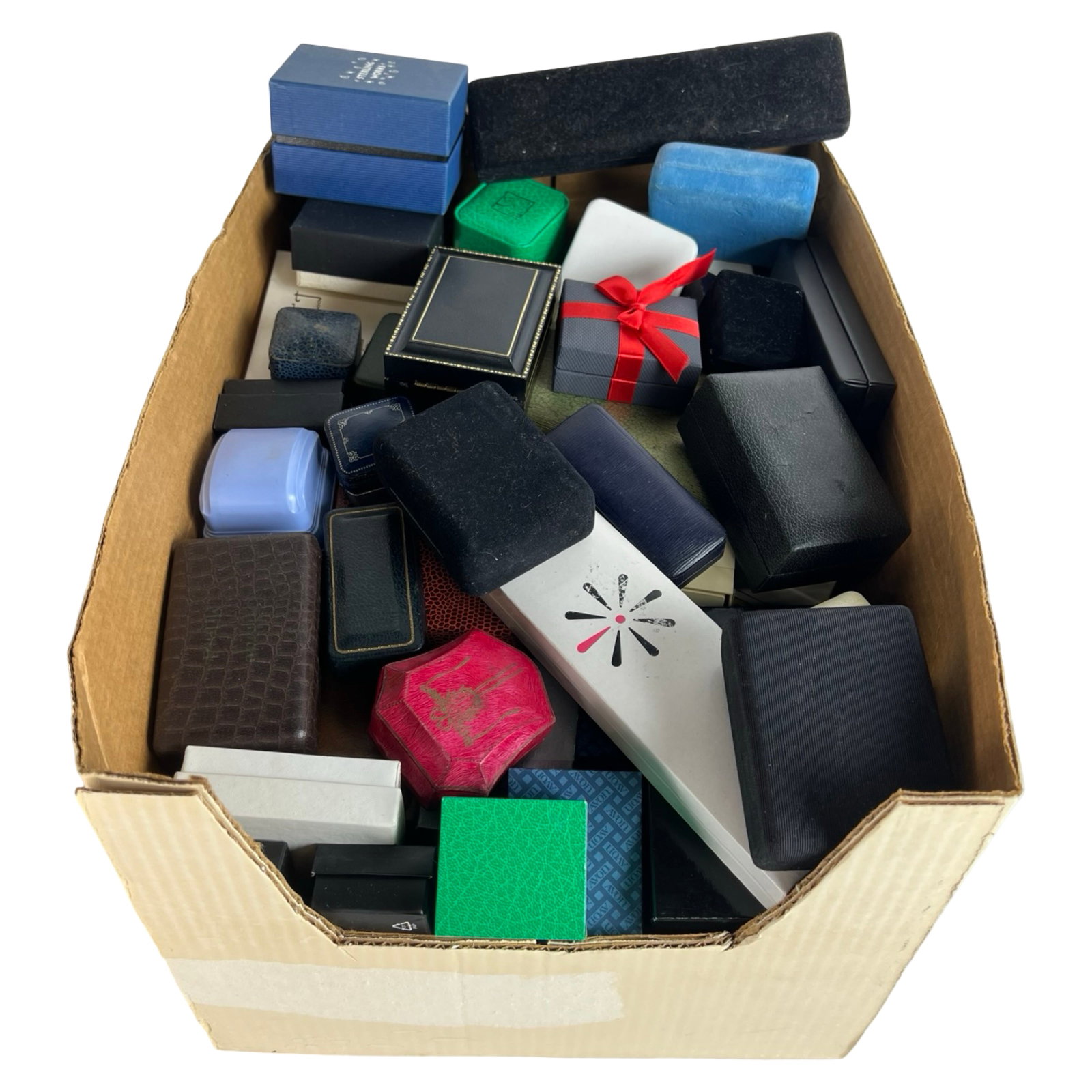 Large Assortment of Jewelry & Ring Boxes: Large Assortment of Jewelry & Ring Boxes. All empty.