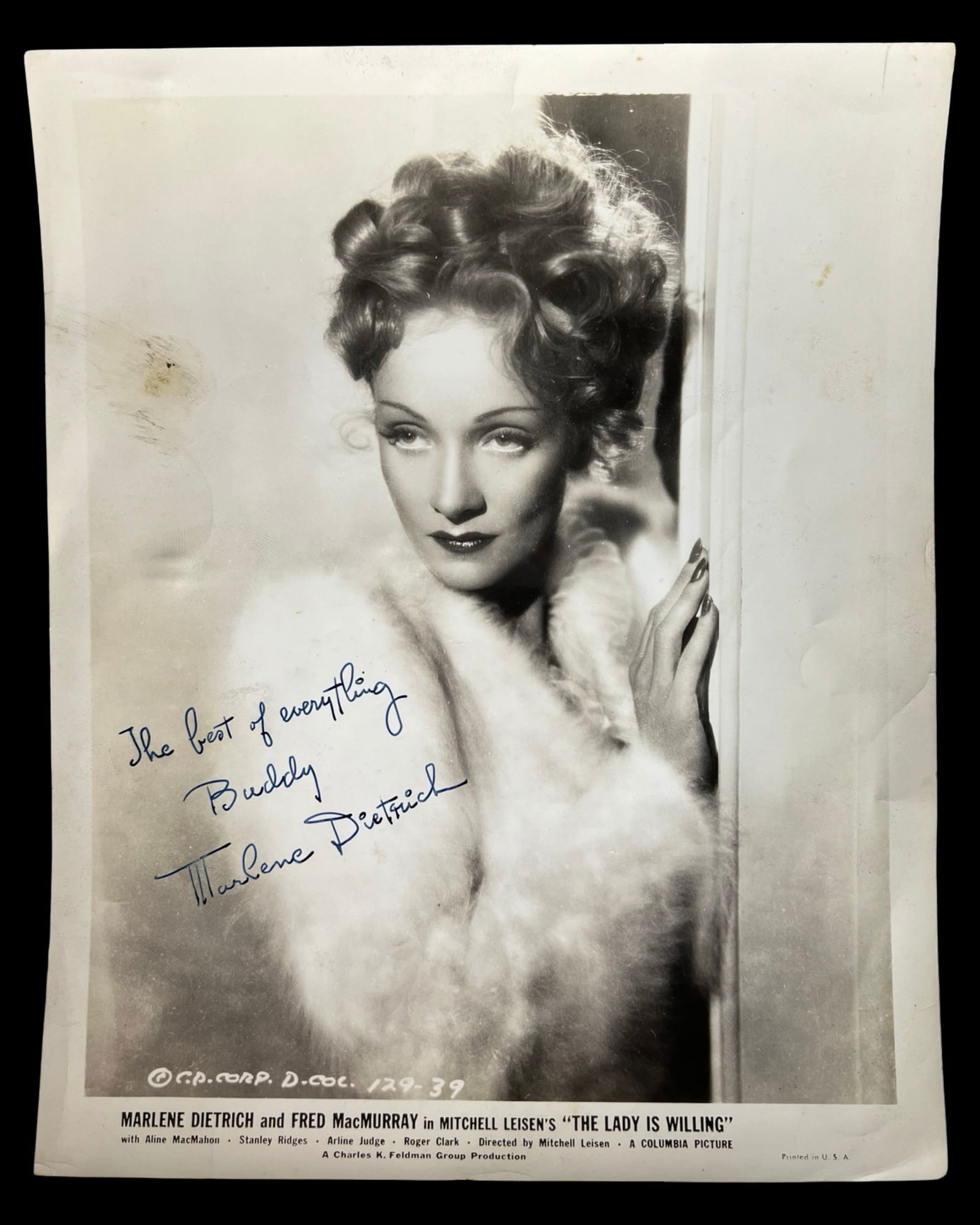 Marlene Dietrich Autographed Studio Promo Photo (1 of 3)