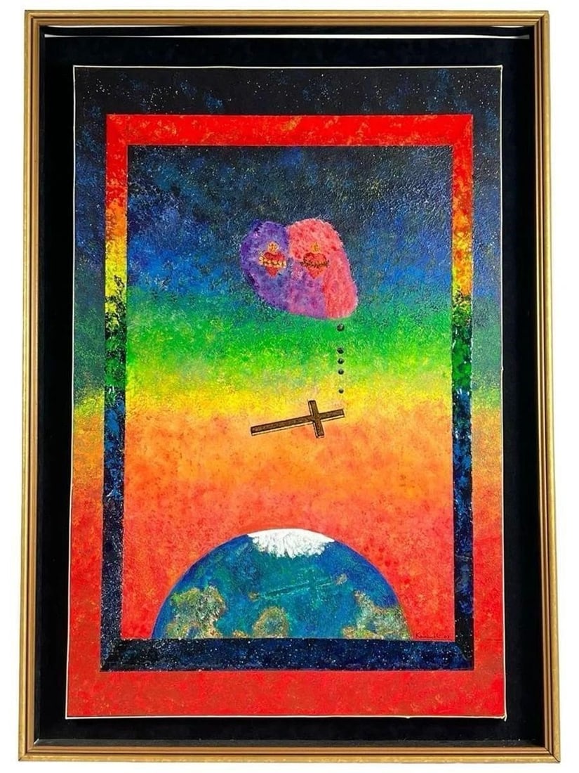 Abstract Cosmic Surrealist Mixed Media Painting (1 of 3)