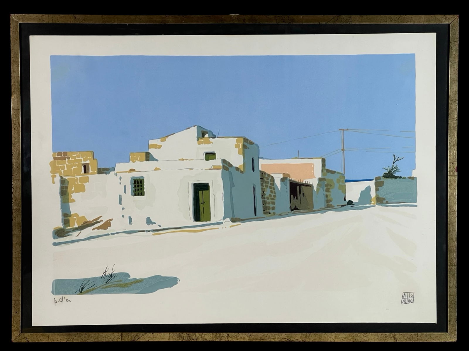 Aldo Riso Mediterranean Village Scene Lithograph (1 of 5)