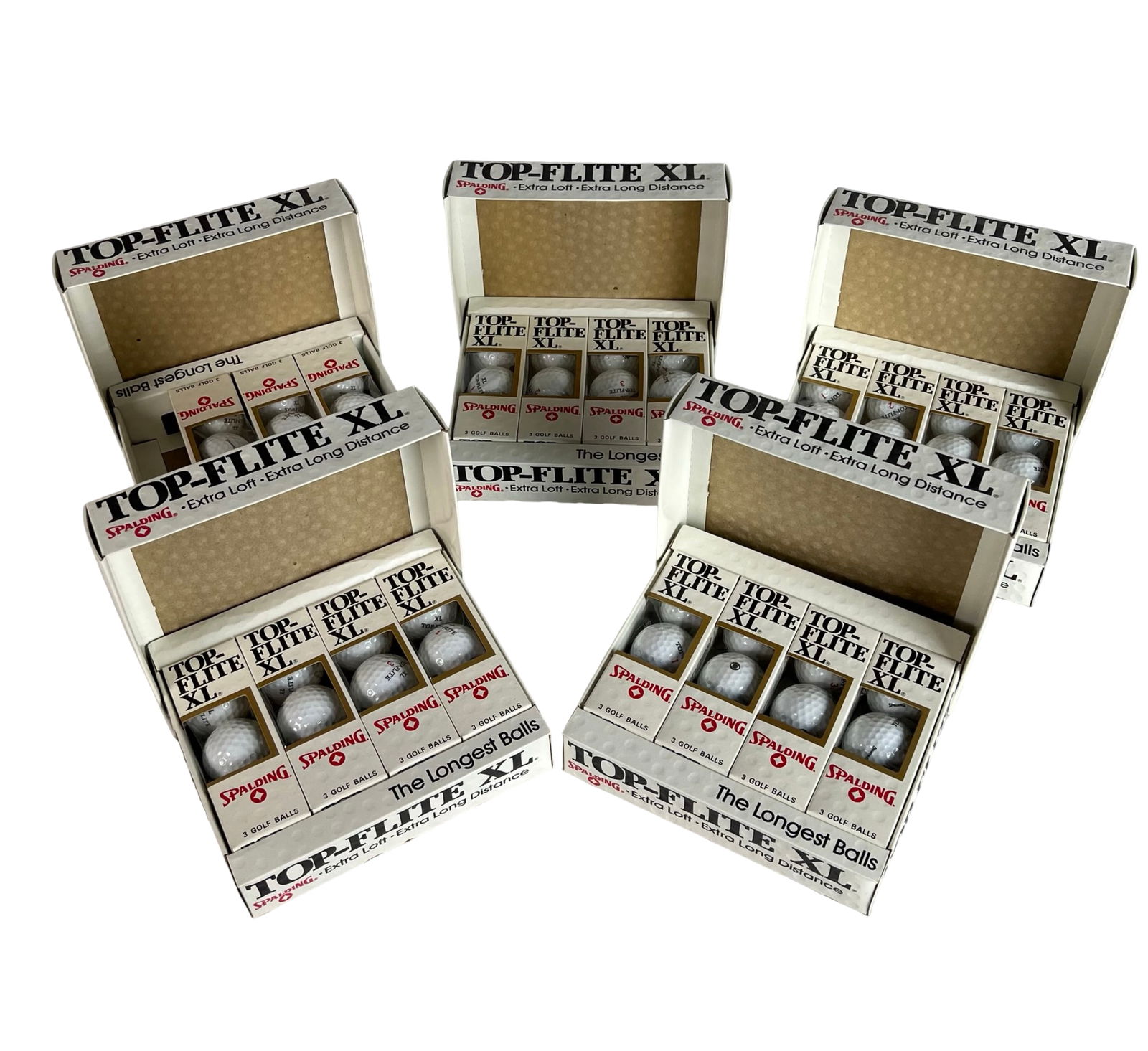 5 Vintage Spalding Top-Flite XL Golf Ball Boxes (1 of 2)