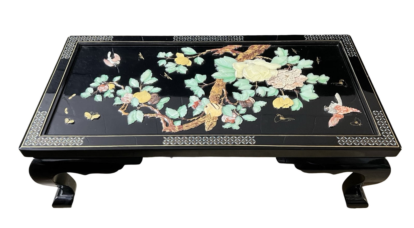 Chinese Chinoiserie Black Lacquer Coffee Table (1 of 6)