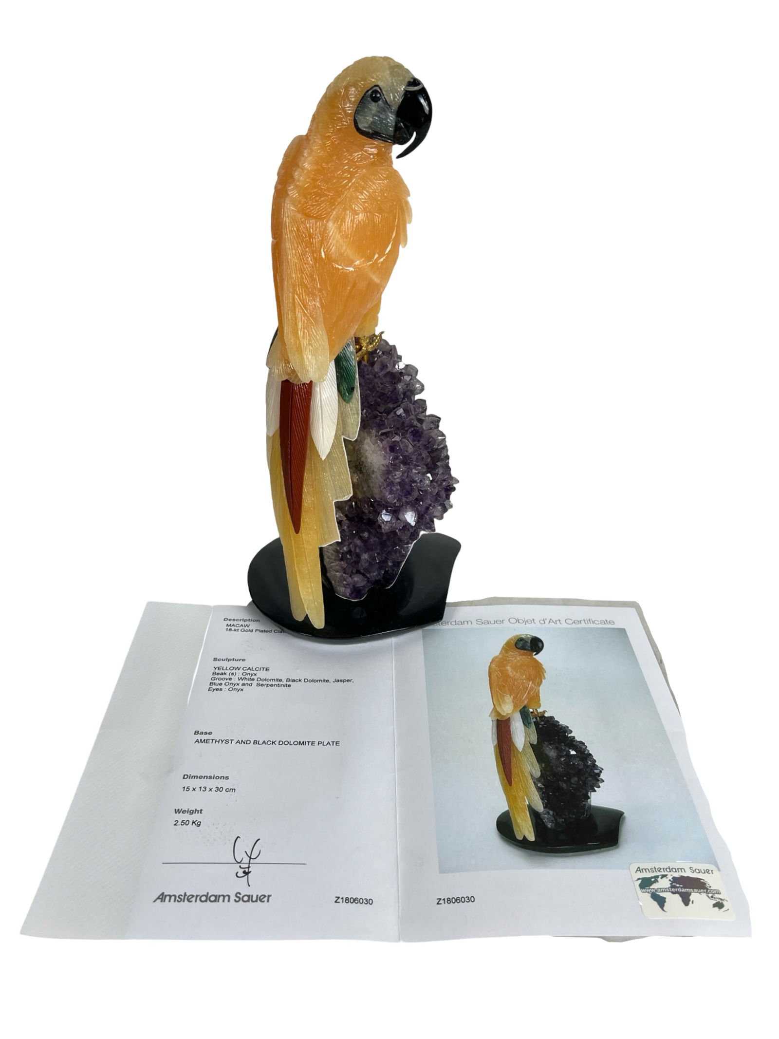 Amsterdam Sauer Yellow Calcite Macaw Sculpture (1 of 8)