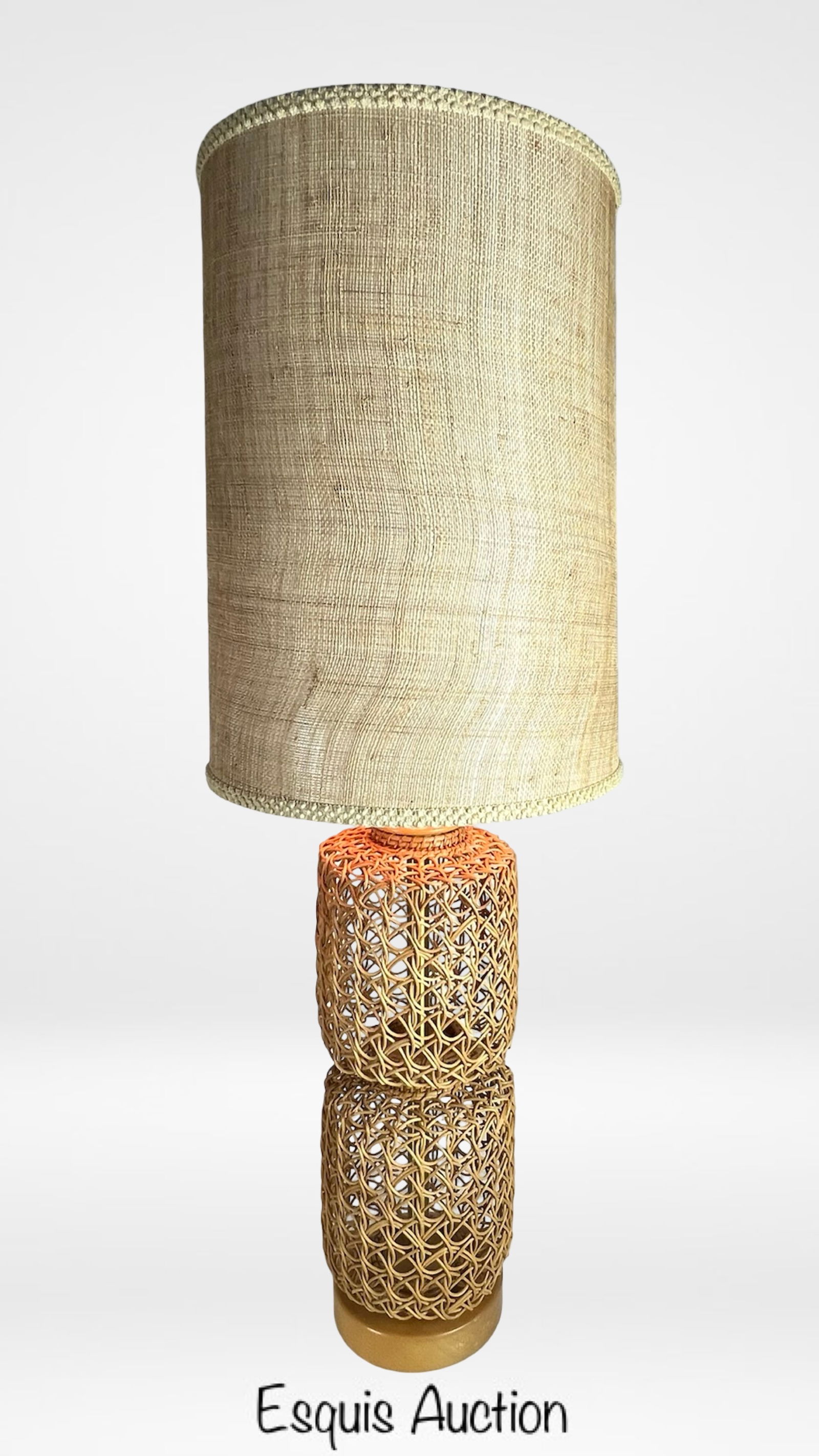 Mid-Century Rattan Woven Table Lamp (1 of 4)