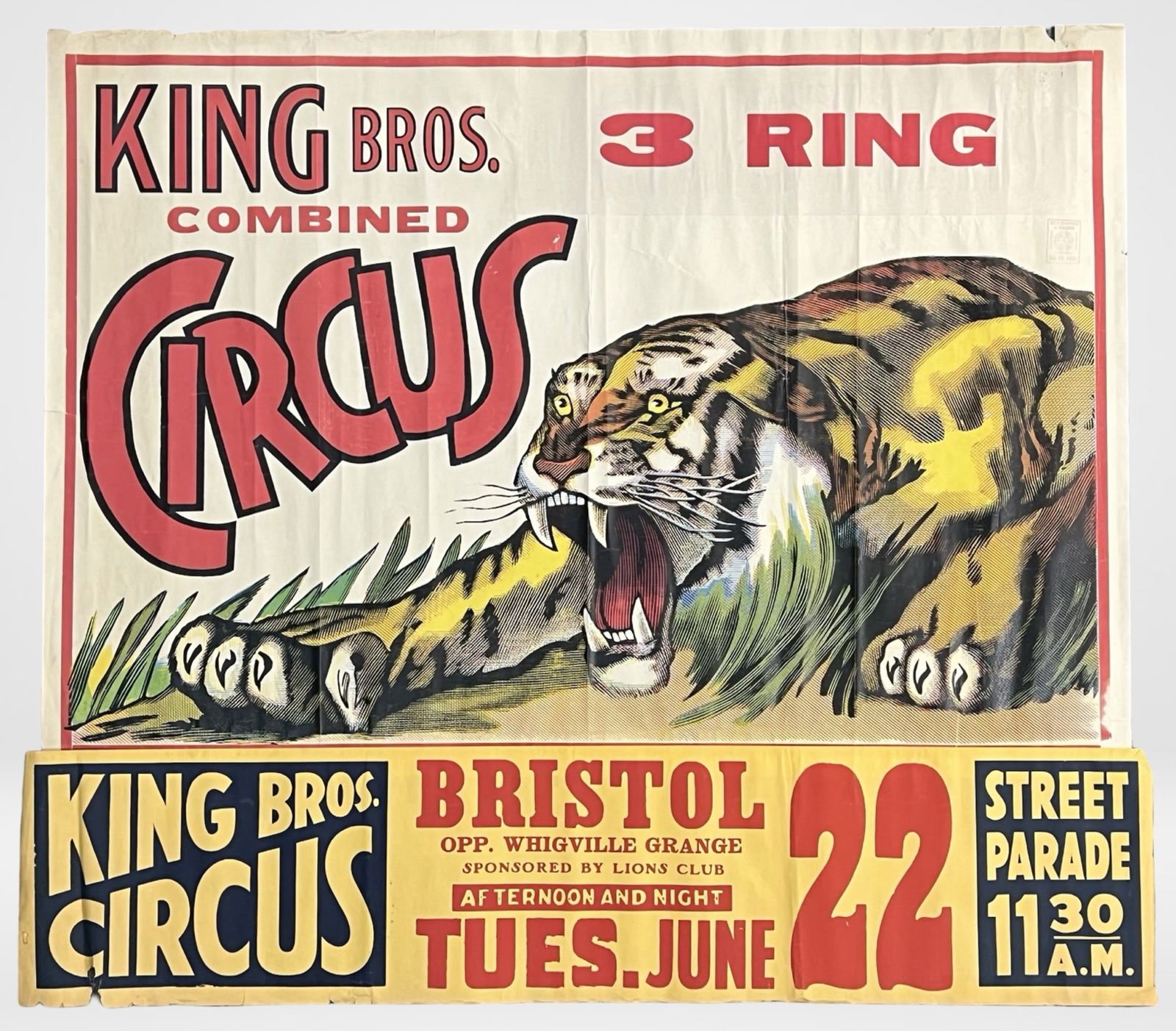 1965 Vintage King Bros Circus Poster- 3 Ring Tiger (1 of 3)