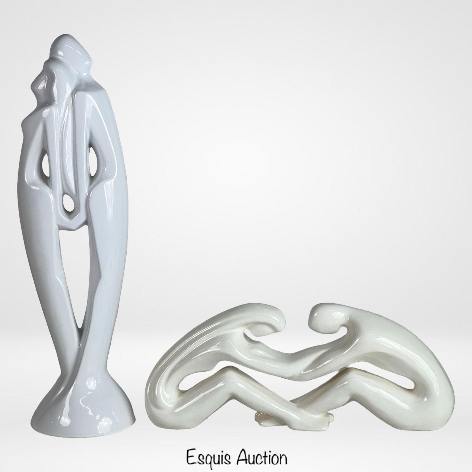 MCM Haeger White Ceramic Romance Sculptures (1 of 2)