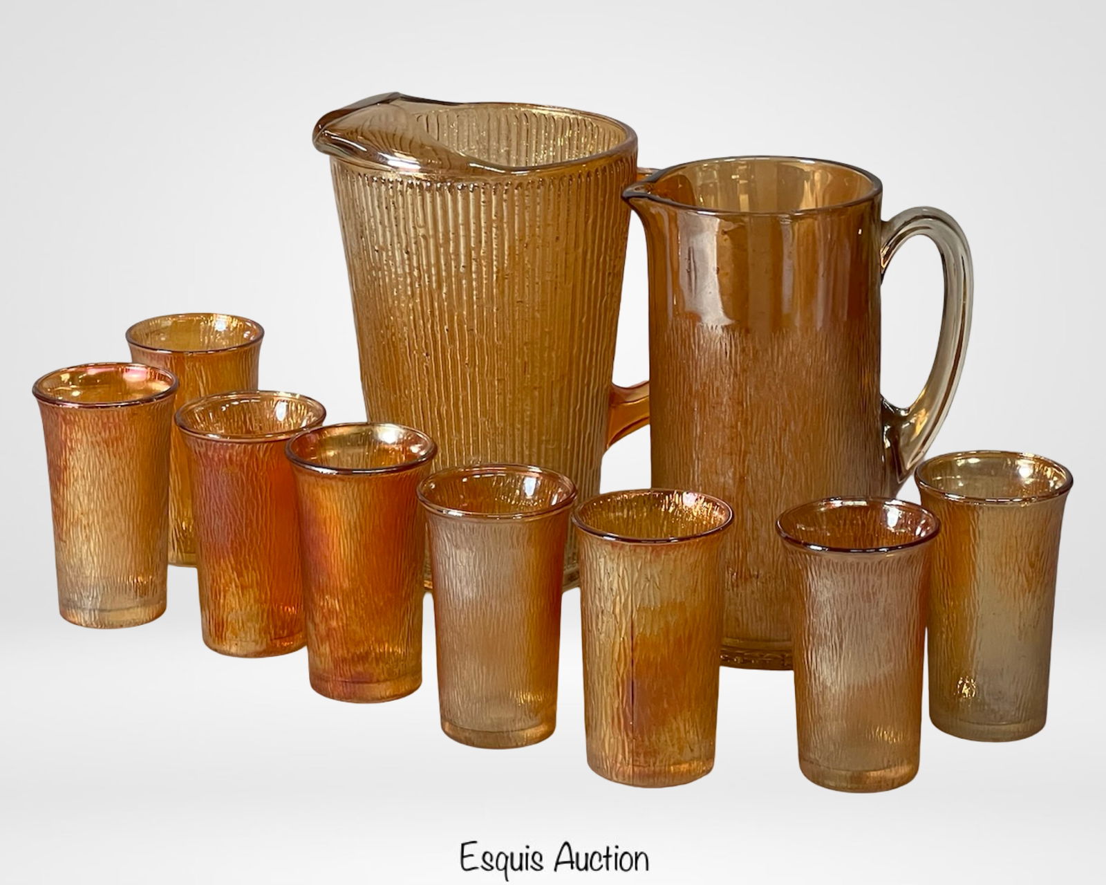 Imperial Marigold Carnival Glass Tree Bark Pitcher (1 of 5)